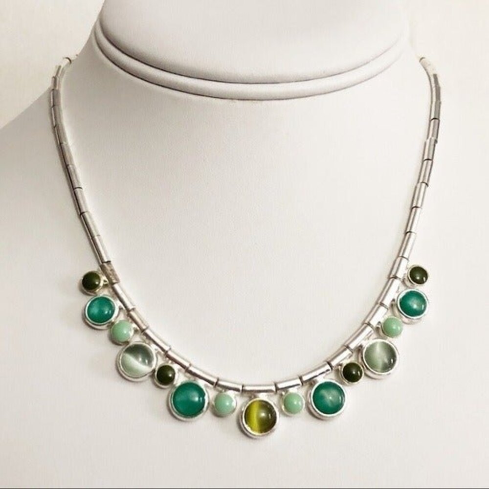 Trifari Shades of Green Circle Necklace NWT